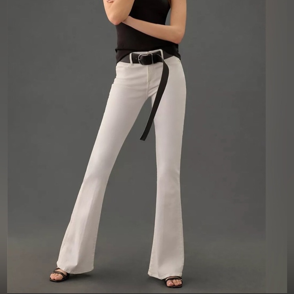 Frame denim le high flare white jeans